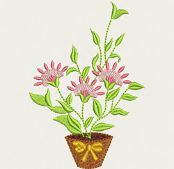 Flowerpot machine embroidery designs