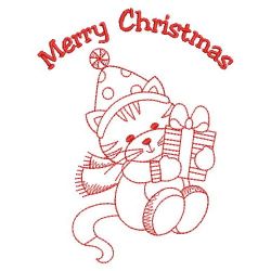 Redwork Christmas Kitty 02(Md) machine embroidery designs