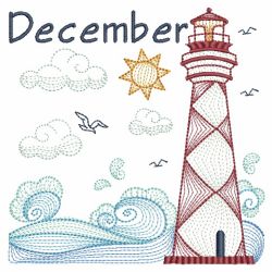 Months of the Year Lighthouses 12(Lg) machine embroidery designs