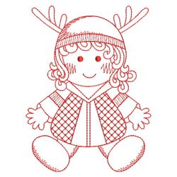 Redwork Holiday Ragdolls 08(Lg) machine embroidery designs