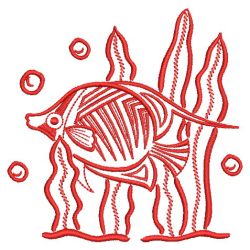 Redwork Tropical Fish 08(Sm) machine embroidery designs