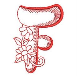 Redwork Floral Alphabet 06 machine embroidery designs