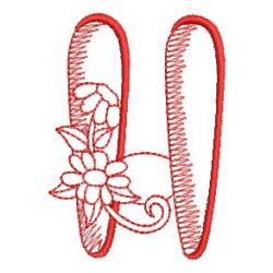 Redwork Floral Alphabet 08 machine embroidery designs