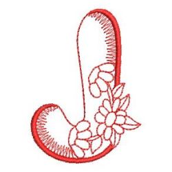 Redwork Floral Alphabet 10 machine embroidery designs