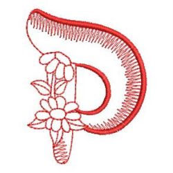 Redwork Floral Alphabet 16 machine embroidery designs