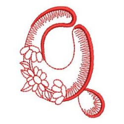 Redwork Floral Alphabet 17 machine embroidery designs