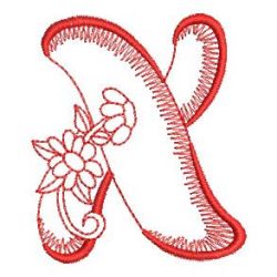 Redwork Floral Alphabet 24 machine embroidery designs