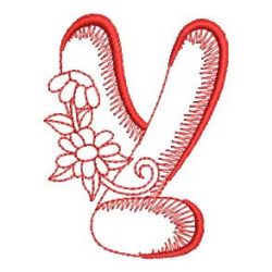 Redwork Floral Alphabet 25