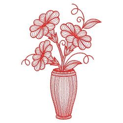 Redwork Flower Vase 02(Lg) machine embroidery designs