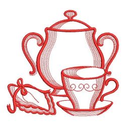 Redwork Tea Time 09(Lg) machine embroidery designs