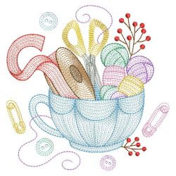 Rippled Sewing and Teacups 10(Lg) machine embroidery designs