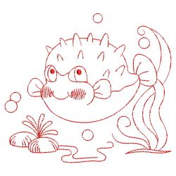 Redwork Ocean Animals 10(Md) machine embroidery designs