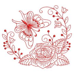 Redwork Flowers and Butterfly 02(Md) machine embroidery designs