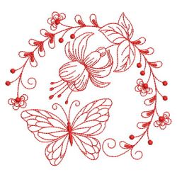 Redwork Flowers and Butterfly 03(Sm) machine embroidery designs