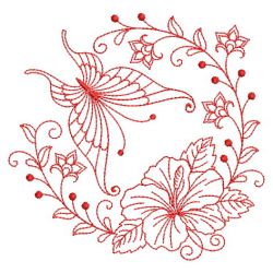 Redwork Flowers and Butterfly 04(Sm) machine embroidery designs