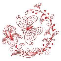 Redwork Flowers and Butterfly 05(Md) machine embroidery designs