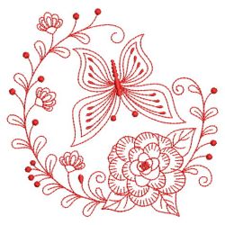 Redwork Flowers and Butterfly 07(Md) machine embroidery designs