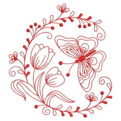 Redwork Flowers and Butterfly 09(Lg) machine embroidery designs