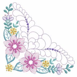 Trapunto Rippled Bloom Corners 03(Sm) machine embroidery designs