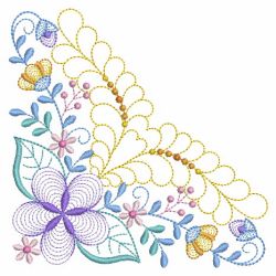 Trapunto Rippled Bloom Corners 05(Md) machine embroidery designs