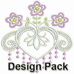 Fancy Flower Hearts machine embroidery designs