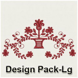 Heirloom Flower Pot Redwork(Lg) machine embroidery designs