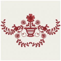 Heirloom Flower Pot Redwork 02(Lg) machine embroidery designs