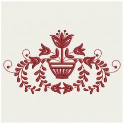 Heirloom Flower Pot Redwork 05(Lg) machine embroidery designs