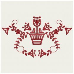 Heirloom Flower Pot Redwork 07(Lg) machine embroidery designs