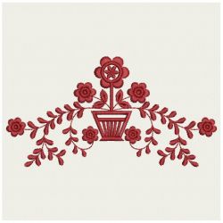 Heirloom Flower Pot Redwork 10(Lg) machine embroidery designs