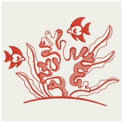 Redwork Tropical Fish 01(Md) machine embroidery designs