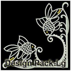 Heirloom Fish Corner(Lg) machine embroidery designs