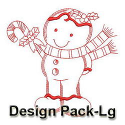 Christmas Gingerbread Redwork 2(Lg) machine embroidery designs