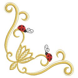 Heirloom Ladybug Corners 05(Md) machine embroidery designs