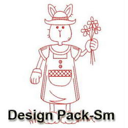 Garden Rabbit Redwork(Sm) machine embroidery designs