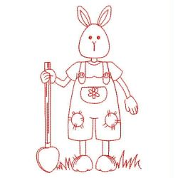 Garden Rabbit Redwork 03(Lg)