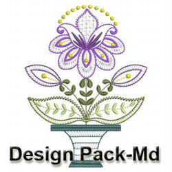 Jacobean Flower Pots(Md) machine embroidery designs