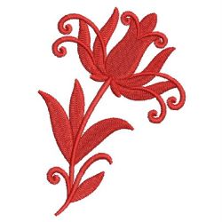 Redwork Damask Flowers 02