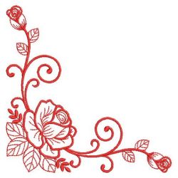 Redwork Rose Corners 01(Md) machine embroidery designs