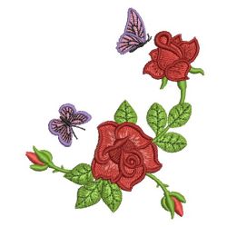 Red Roses and Butterflies 09 machine embroidery designs