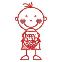 Redwork Stick Easter Kid(Md) machine embroidery designs