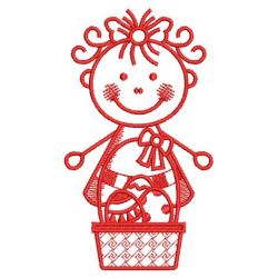 Redwork Stick Easter Kid 07(Md) machine embroidery designs