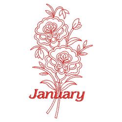 Redwork Month of the Flowers(Sm) machine embroidery designs