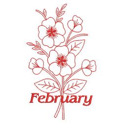 Redwork Month of the Flowers 02(Sm) machine embroidery designs