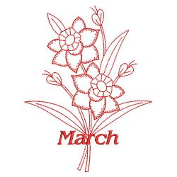 Redwork Month of the Flowers 03(Sm) machine embroidery designs