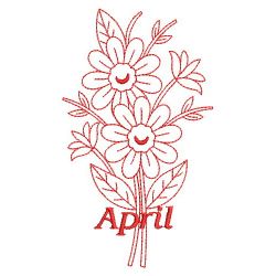 Redwork Month of the Flowers 04(Sm) machine embroidery designs