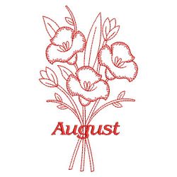 Redwork Month of the Flowers 08(Sm) machine embroidery designs