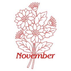 Redwork Month of the Flowers 11(Sm) machine embroidery designs