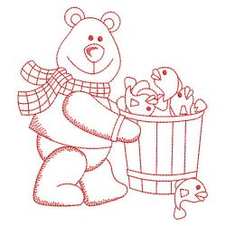 Redwork Bear and Fish 01(Lg) machine embroidery designs