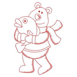 Redwork Bear and Fish 04(Sm) machine embroidery designs